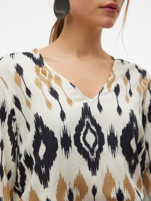 VMMILLE 3/4 V-NECK TOP WVN BTQ GA Birch/MILLE