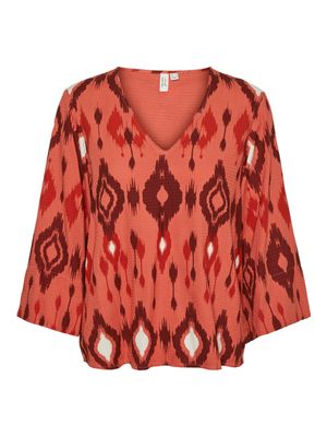 VMMILLE 3/4 V-NECK TOP WVN BTQ GA Burnt Sienna/MILLE