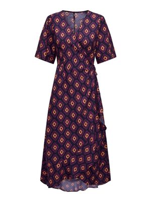 ONLLEAH S/S WRAP MIDI DRESS CS PTM Fuchsia Fedora-DIAMONDS