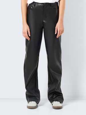 NMANDY YOLANDA PU HW WIDE PANTS NOOS Black