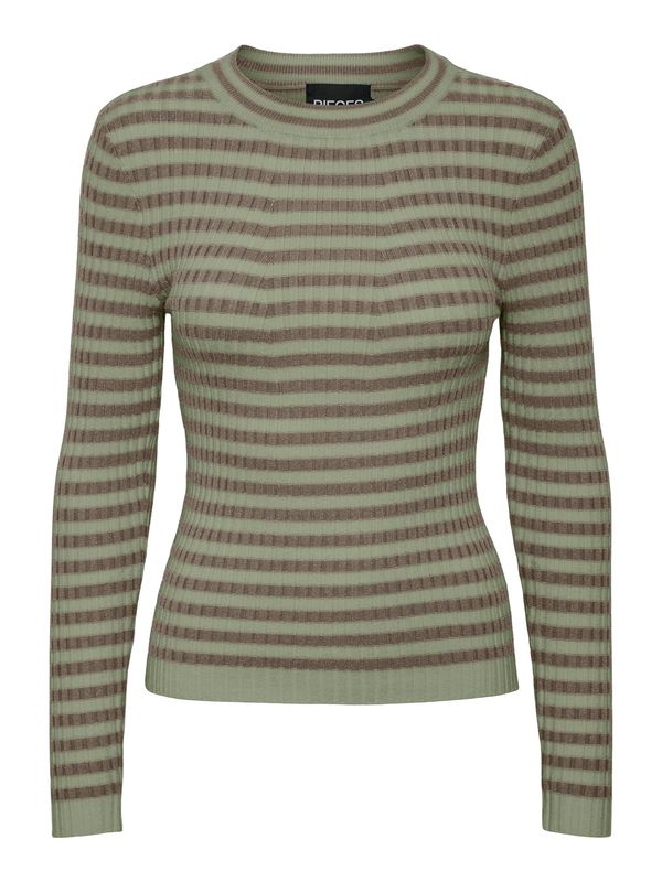 PCCRISTA LS O-NECK KNIT NOOS BC Fossil/tea