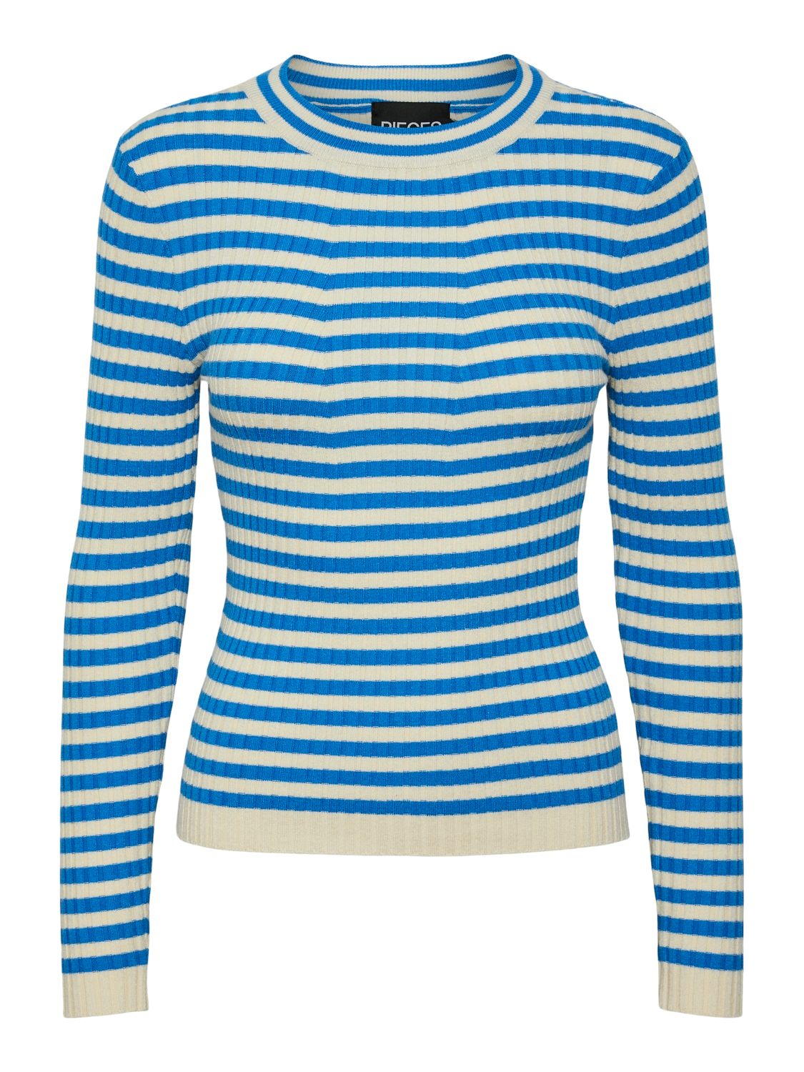 PCCRISTA LS O-NECK KNIT NOOS BC French Blue/BIRCH
