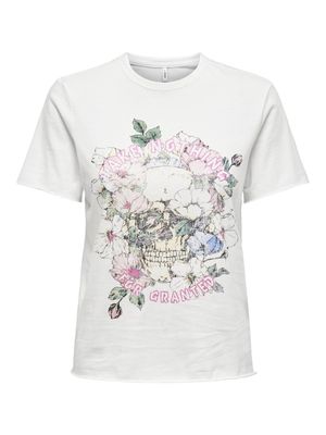 ONLLUCY LIFE REG S/S TOP BOX JRS Cloud Dancer/Skull r