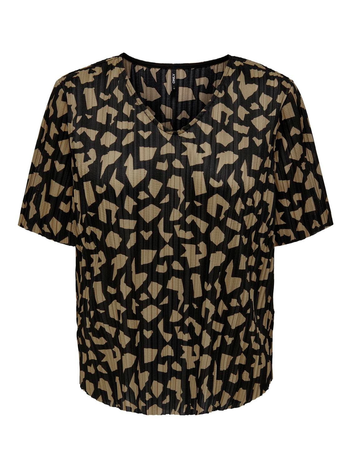 ONLSAFARI S/S V-NECK TOP JRS Cornstalk-Wild graphic jrs