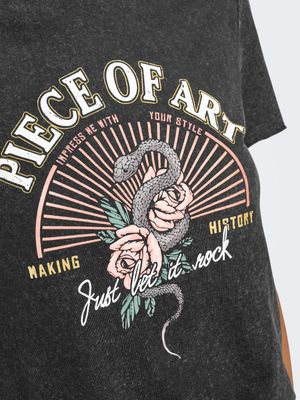 ONLLUCY LIFE REG S/S TOP JRS NOOS Black/Piece of art