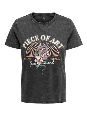 ONLLUCY LIFE REG S/S TOP JRS NOOS Black/Piece of art