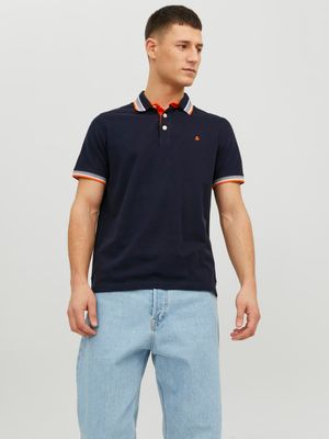 JJEPAULOS POLO SS NOOS Black Navy/NEON