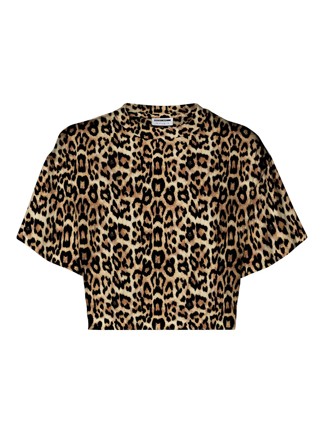 NMALENA S/S O-NECK SEMICROP AOP TOP LX Natural/LEO