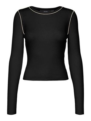 VMKARA LS O-NECK PULLOVER GA BOO Black-W. BIRCH CONTRAST