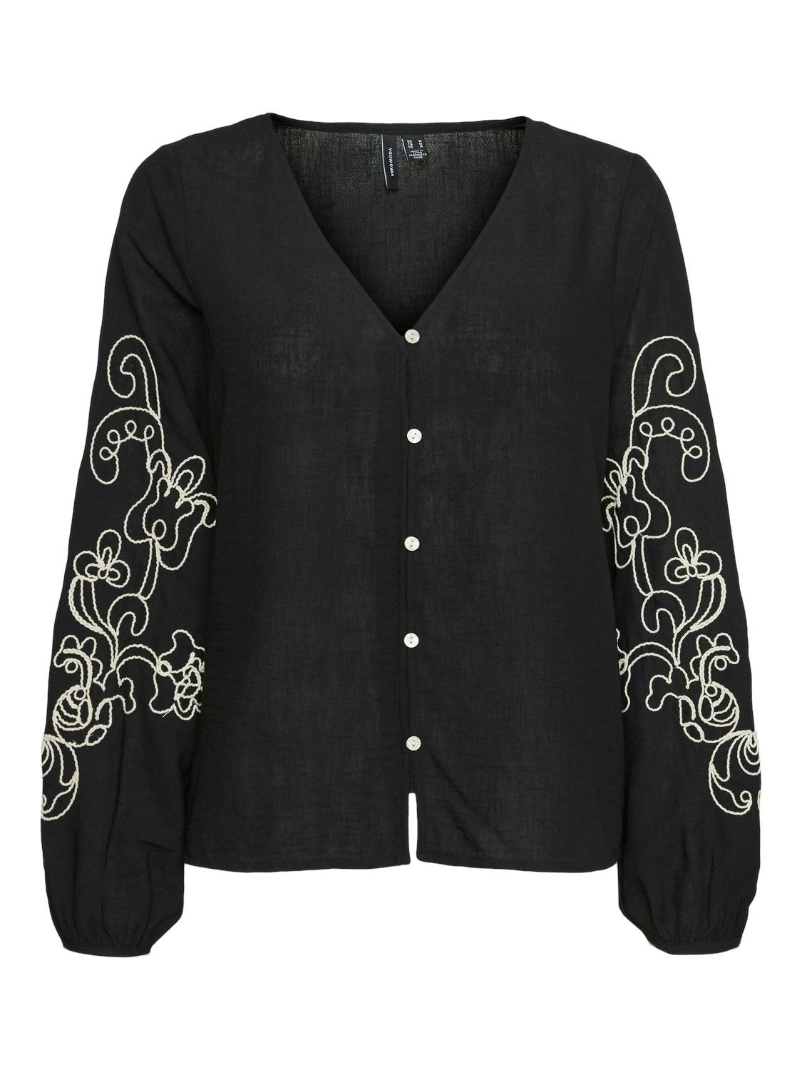 VMSANNE LS SHIRT WVN GA Black-Birch emb