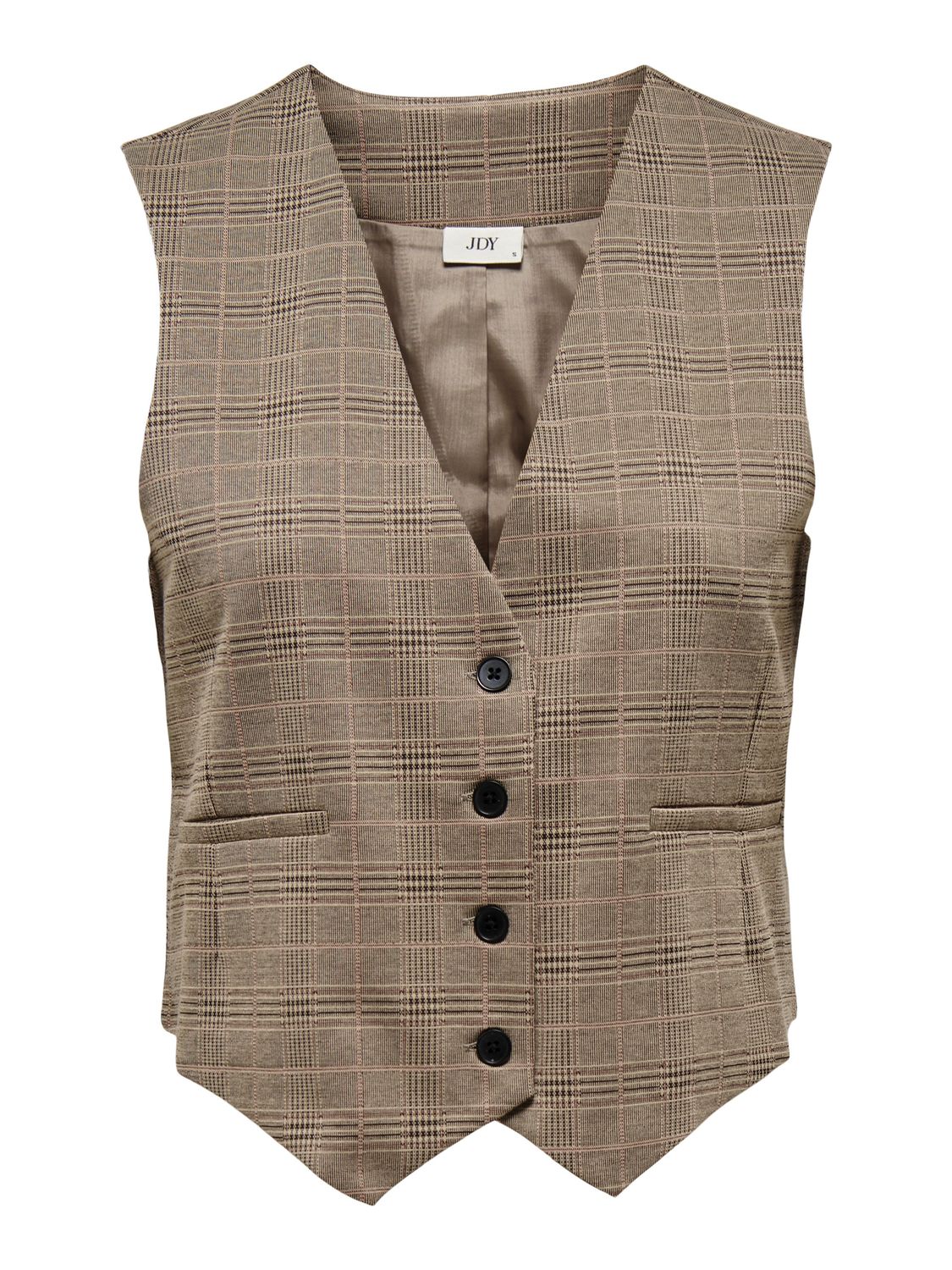 JDYGEGGO MIA WAISTCOAT JRS ATK Walnut-ROSE CHECK
