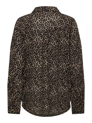JDYZOEY L/S V NECK BUTTON SHIRT JRS ATK Walnut/LEO AOP