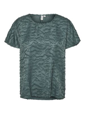 VMOROSE C/S O-NECK TOP WVN BTQ Balsam Green