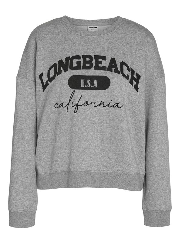 NMARYA O-NECK SWEAT JRS Light Grey Melange-LONGBEACH