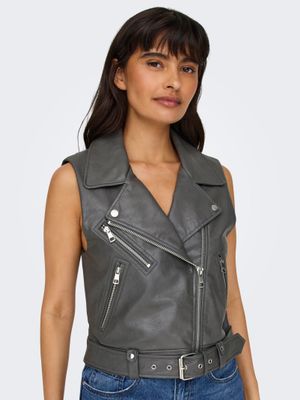 ONLVERA FAUX LEATHER WAISTCOAT OTW NOOS Thunderstorm