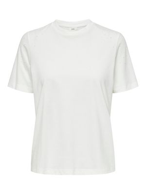JDYMOLLY S/S PEARL TOP JRS Cloud Dancer-DTM SHOULDER PEAR