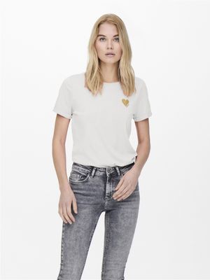 ONLKITA LIFE S/S TOP NOOS Cloud Dancer/GOLD GL