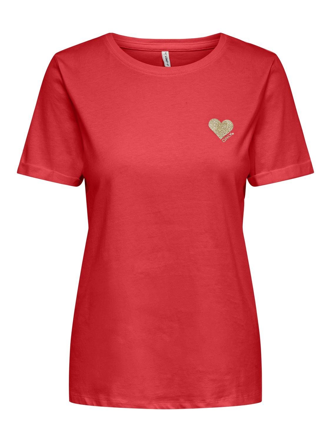 ONLKITA LIFE S/S TOP NOOS Cayenne/GOLD GLITTER