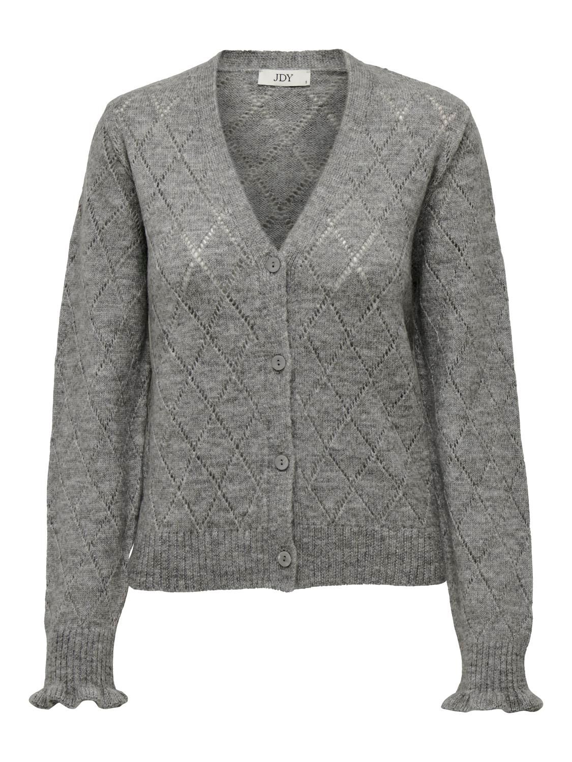JDYLETTY L/S V-NECK STRUC CARDI KNT NOOS Light Grey Melange