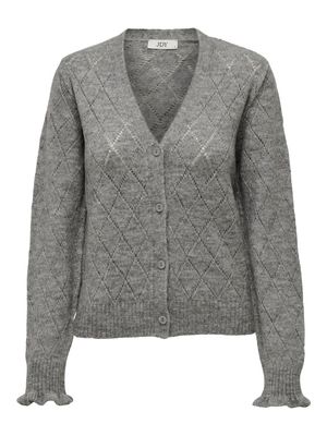 JDYLETTY L/S V-NECK STRUC CARDI KNT NOOS Light Grey Melange