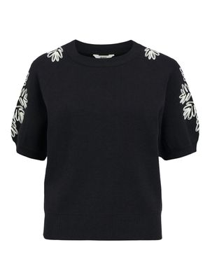 OBJRASHIA KNIT 2/4 RE PULLOVER 134 Black-White thread