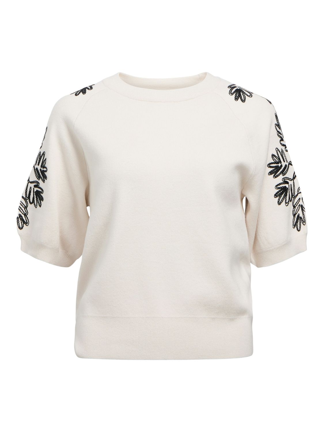 OBJRASHIA KNIT 2/4 RE PULLOVER 134 White Sand/Black