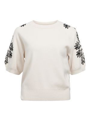 OBJRASHIA KNIT 2/4 RE PULLOVER 134 White Sand/Black