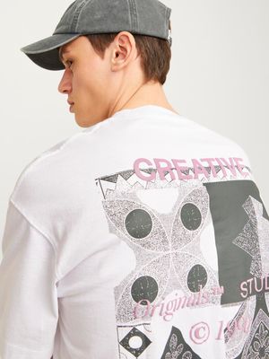 JORNOHO BACK GRAPHIC TEE SS CREW NECK LN Bright White