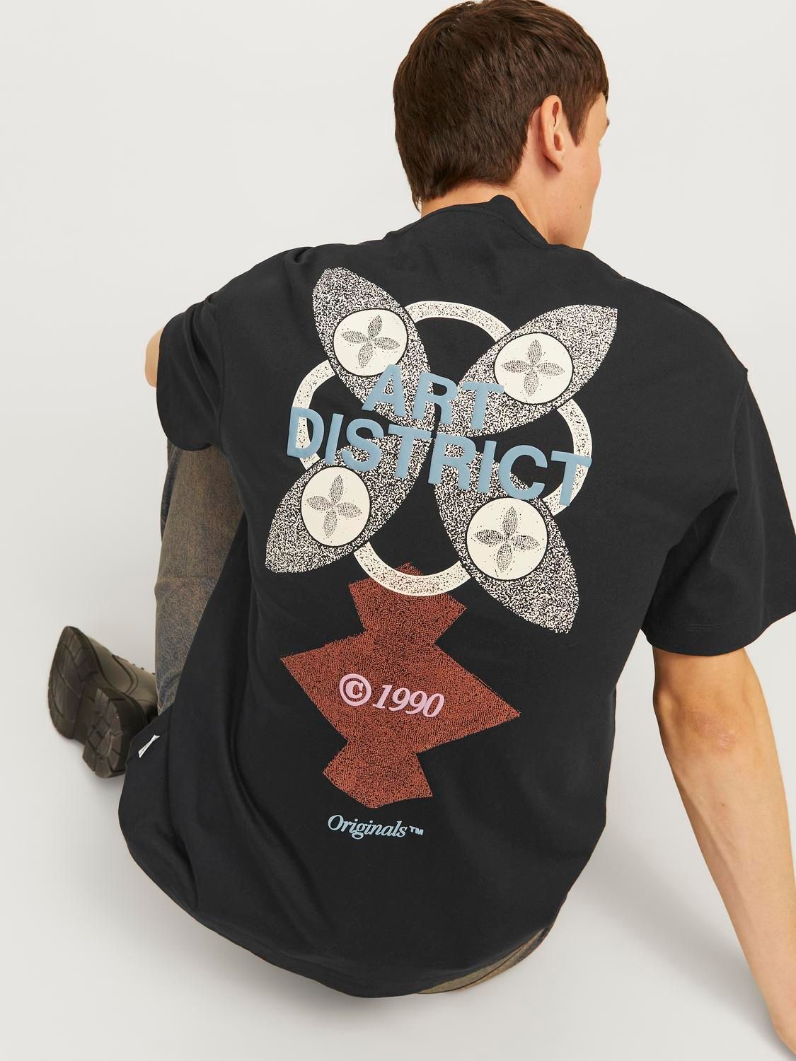 JORNOHO BACK GRAPHIC TEE SS CREW NECK LN Black