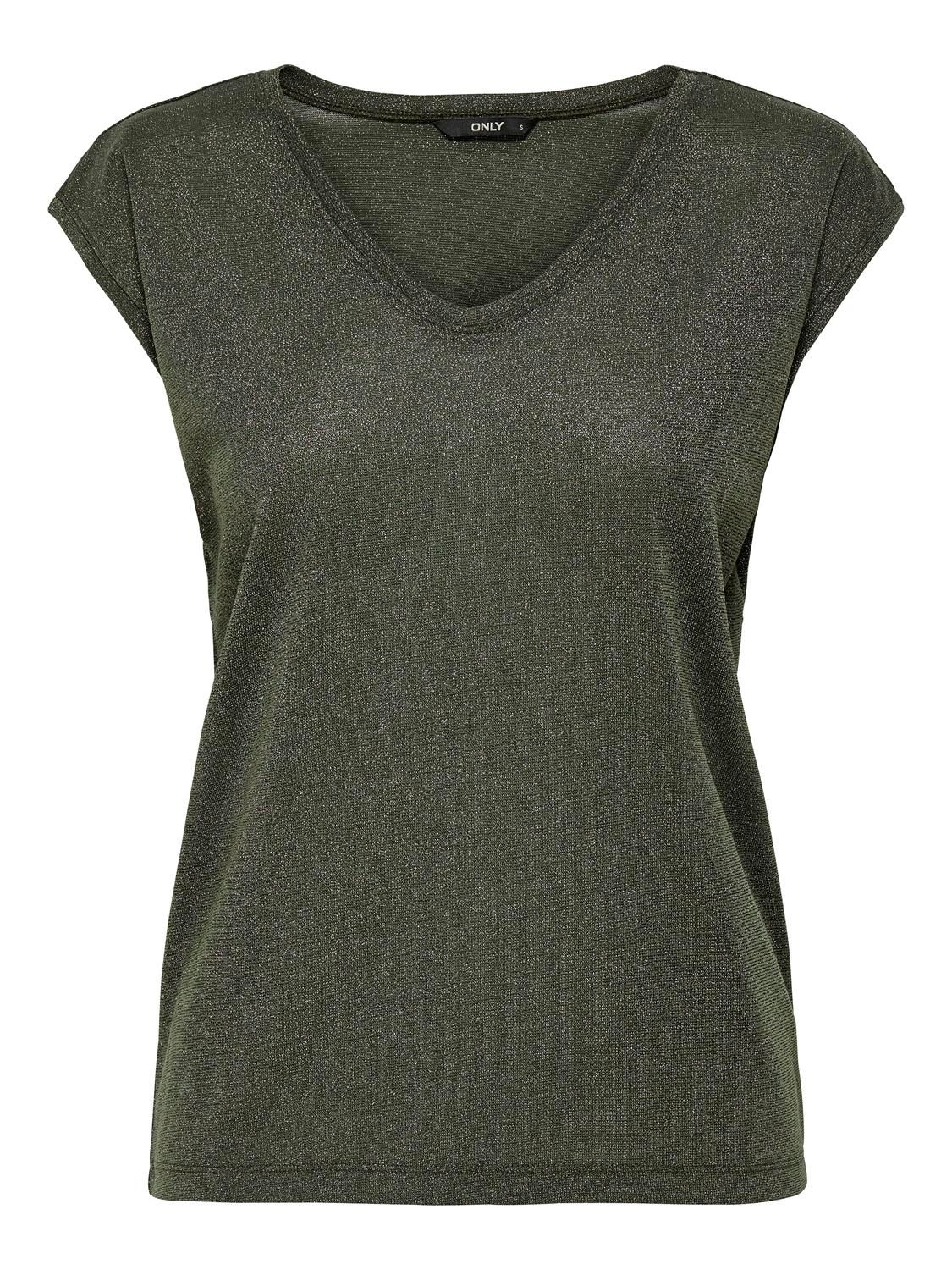 ONLSILVERY S/S V NECK LUREX TOP JRS NOOS Kalamara