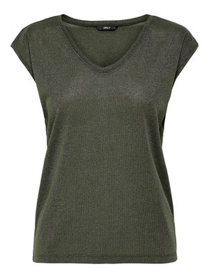 ONLSILVERY S/S V NECK LUREX TOP JRS NOOS Kalamara