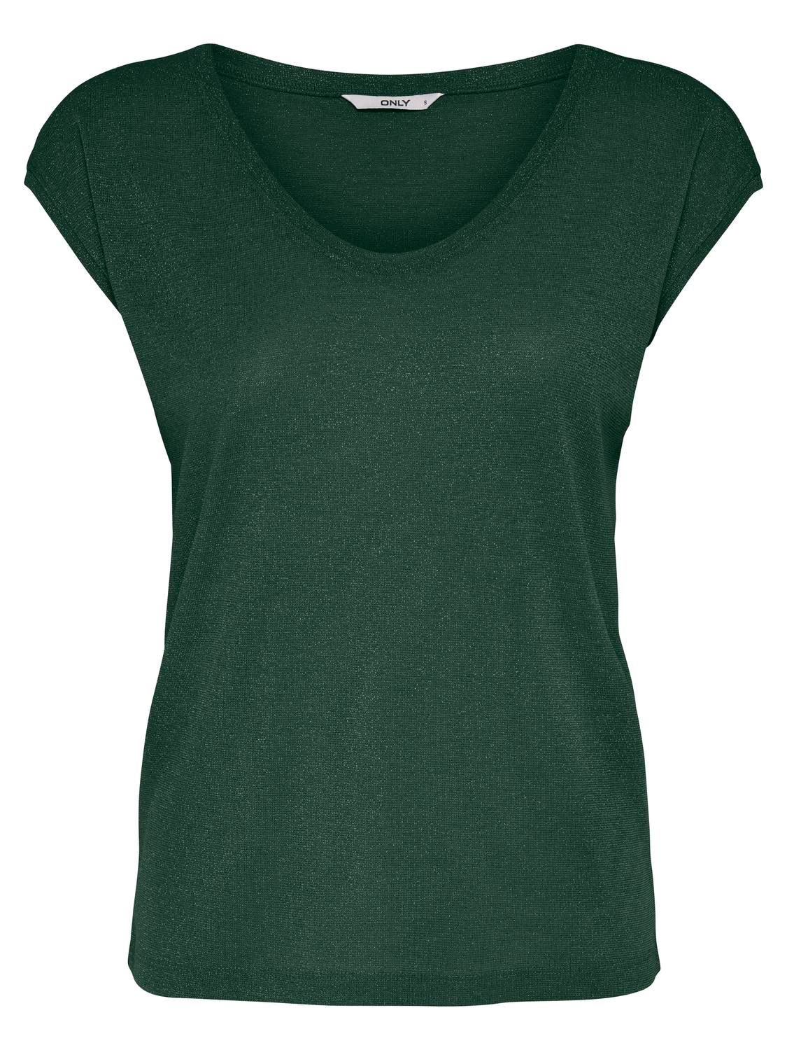 ONLSILVERY S/S V NECK LUREX TOP JRS NOOS Sycamore