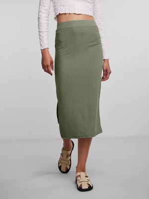 PCKYLIE MW MIDI SKIRT NOOS BC Deep Lichen Green