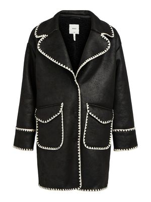 OBJANA L/S LONG COAT E DIV Black/Sandshell stitches
