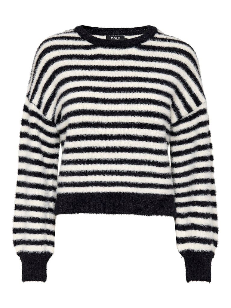 ONLPIUMO L/S PULLOVER KNT NOOS Black-W. EGRET