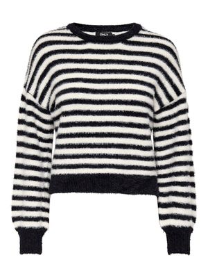 ONLPIUMO L/S PULLOVER KNT NOOS Black-W. EGRET
