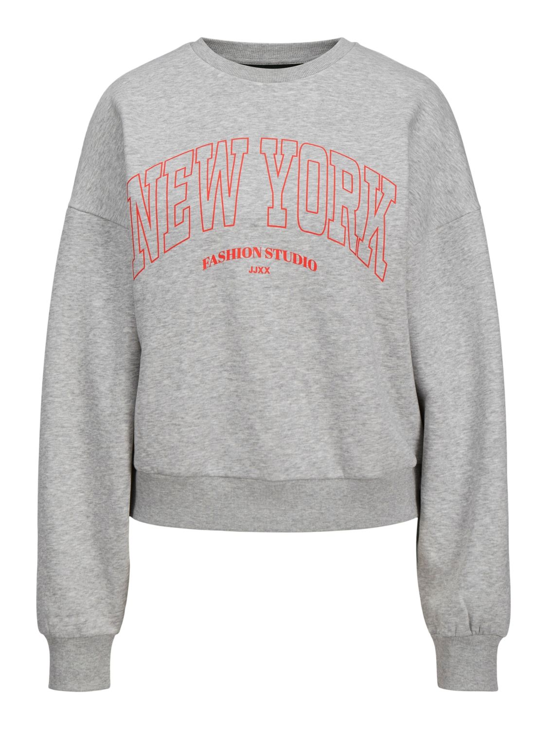 JXMERLE RLX SHORT LS CREW SWT LN Light Grey Melange-NEW YORK
