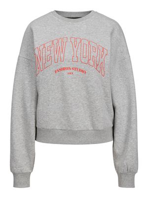 JXMERLE RLX SHORT LS CREW SWT LN Light Grey Melange-NEW YORK