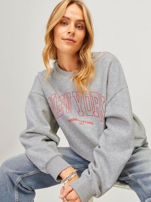 JXMERLE RLX SHORT LS CREW SWT LN Light Grey Melange-NEW YORK