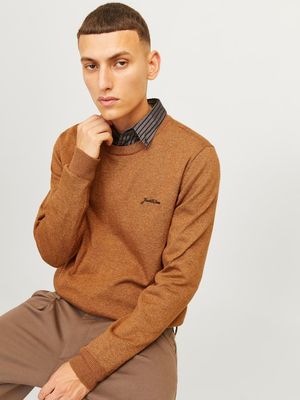 JJ BRAD KNIT CREW NECK AW24 Mocha Bisque/MELANGE
