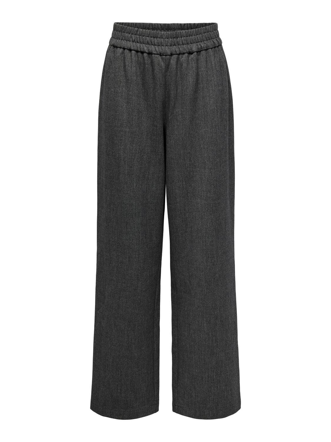 ONLELISE MW WIDE PULL-UP PANT TLR Dark Grey Melange