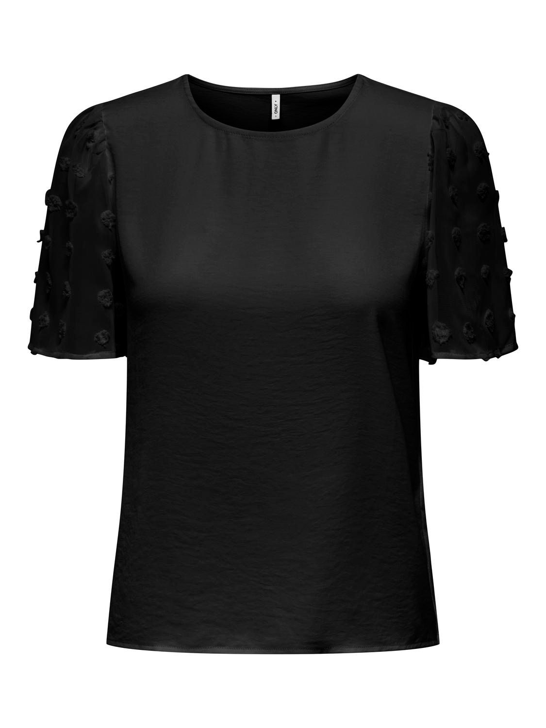 ONLEMERY LIFE S/S O-NECK MIX TOP JRS Black