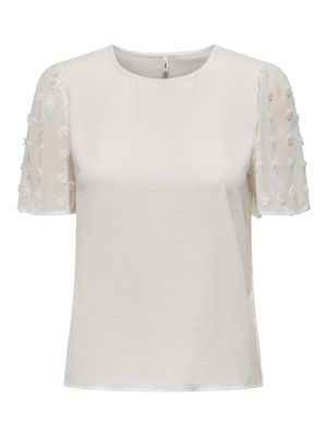 ONLEMERY LIFE S/S O-NECK MIX TOP JRS Cloud Dancer