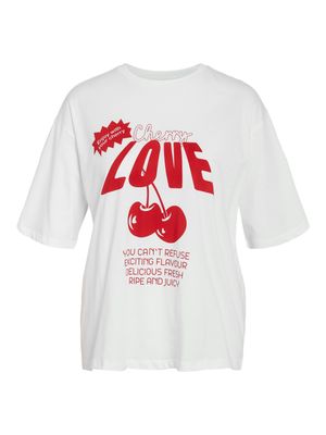 NMMILLIE CHERRY S/S T-SHIRTS JRS FWD Bright White/LOVE