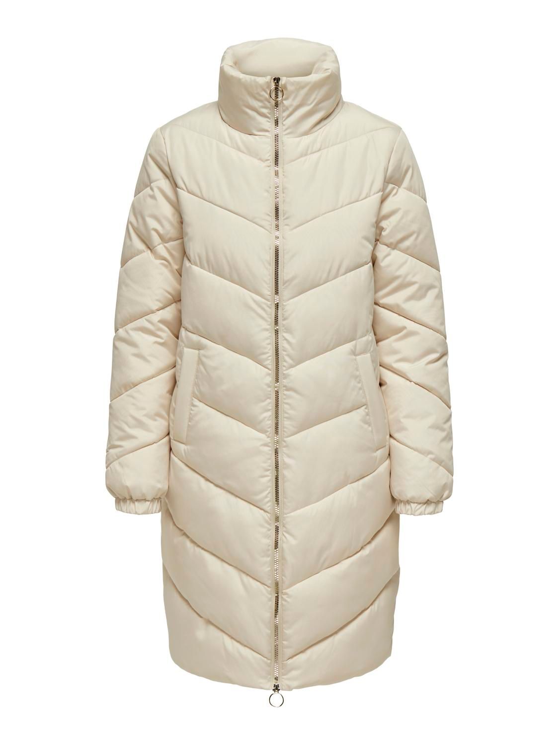 JDYNEWFINNO LONG PADDED JACKET OTW NEW Moonbeam-LIGHT GOLD ZIP