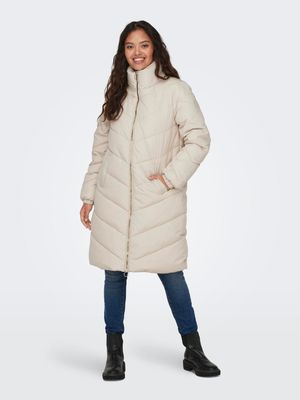 JDYNEWFINNO LONG PADDED JACKET OTW NEW Moonbeam-LIGHT GOLD ZIP
