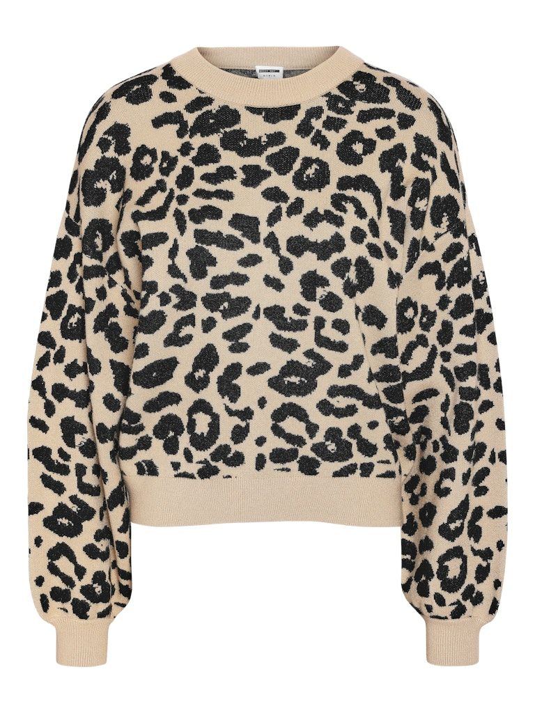 NMCHARLOTT L/S O-NECK KNIT FWD NOOS Nomad/BLACK LEO