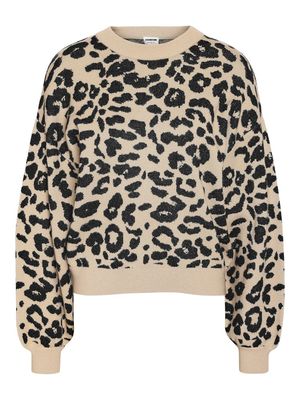 NMCHARLOTT L/S O-NECK KNIT FWD NOOS Nomad/BLACK LEO