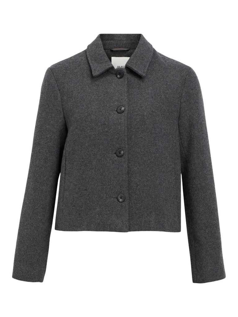 OBJPISA LO SHORT JACKET DIV Dark Grey Melange