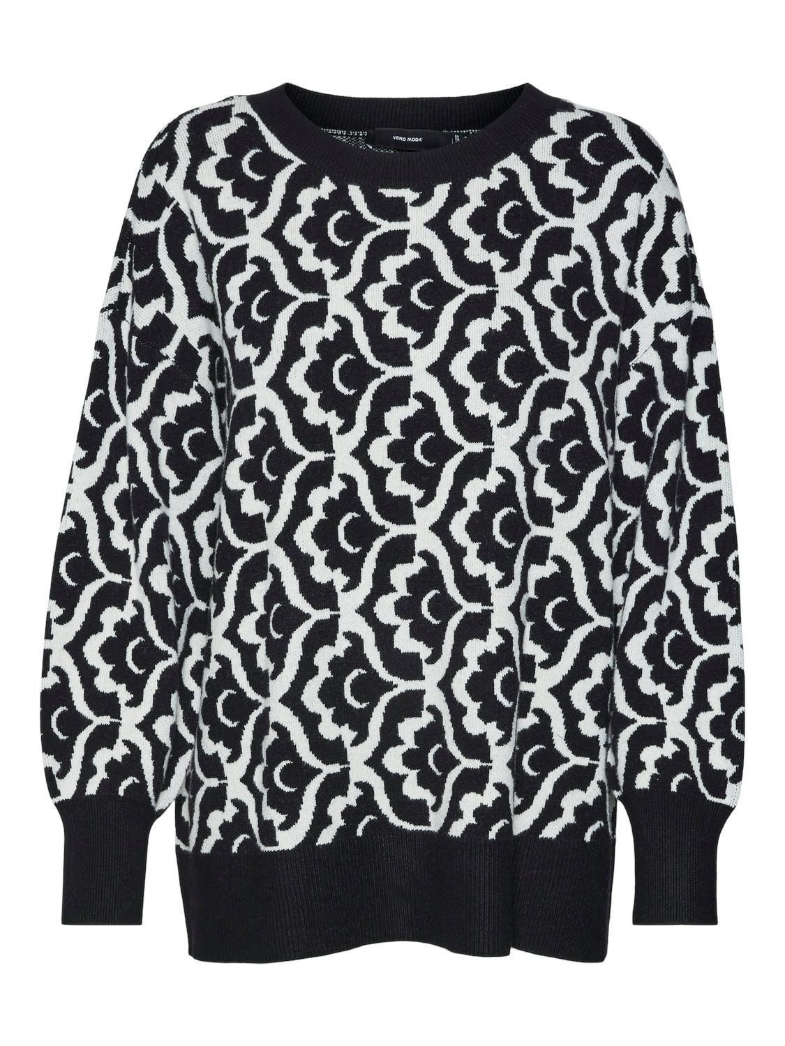 VMNANCY LS O-NECK LONG PULLOVER BOO Black-W. BIRCH FLOWER PRINT